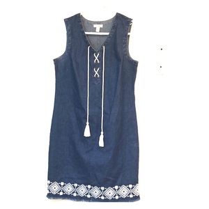 Denim sleeveless shift dress